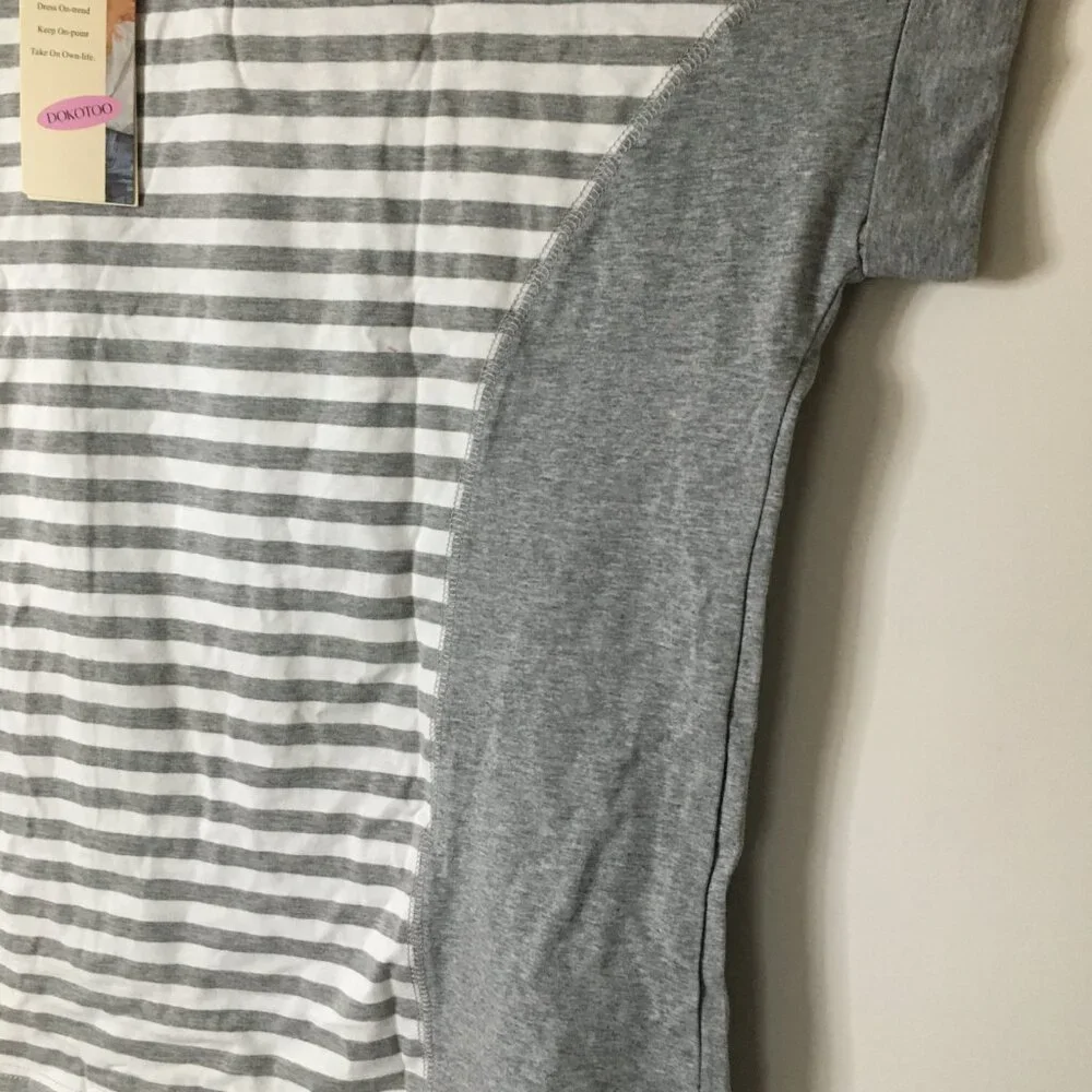 Dokotoo T Shirt for Women Striped Color Block Crewneck Short Sleeve Casual , 2XL - Picture 2 of 8